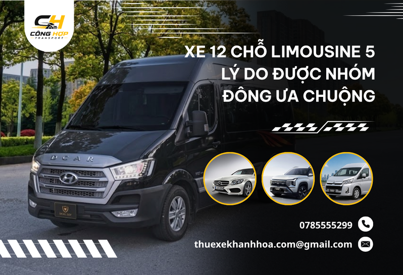 Không gian riêng tư và sự thoải mái tuyệt đối với Xe 12 Chỗ Limousine